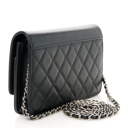 Chanel Grained Calfskin Quilted CC Box Wallet On Chain WOC Black 3 of 11