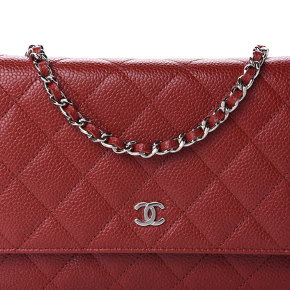 Chanel Caviar Quilted Wallet on Chain WOC Red 12 of 13