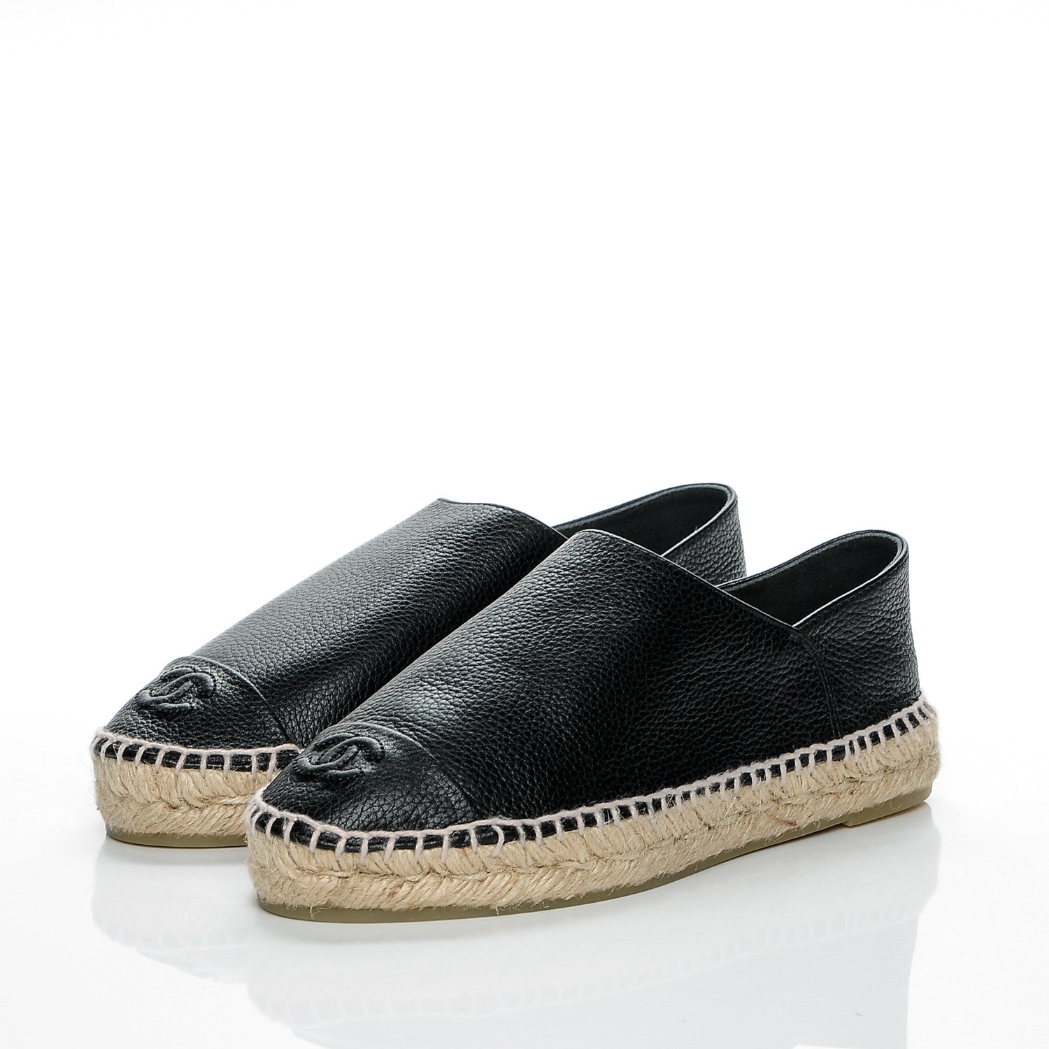 Chanel Grained Calfskin CC Espadrilles 36 Black 3 of 7