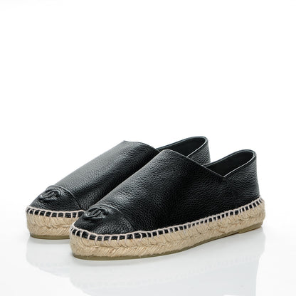 Chanel Grained Calfskin CC Espadrilles 36 Black 3 of 7