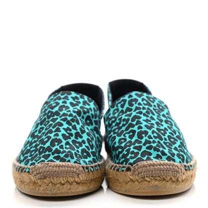 Saint Laurent Canvas Leopard Print Espadrilles 37.5 Aqua Black 2 of 8