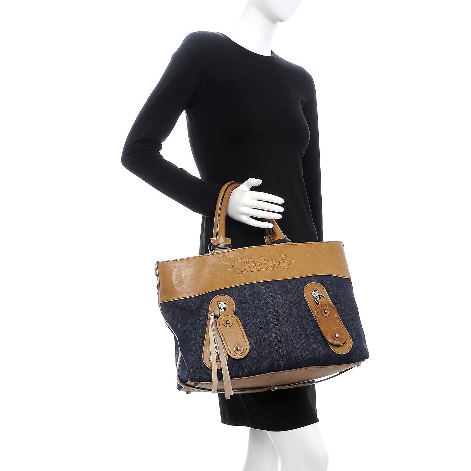 Chloe Denim Calfskin Tote Dark Blue 2 of 17