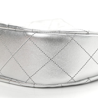 Chanel Metallic Lambskin Chain Rows Quilted Chain Hobo Silver 10 of 11