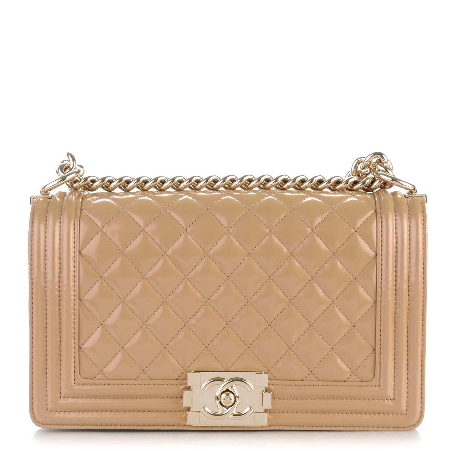 Chanel Iridescent Glazed Calfskin Quilted New Medium Boy Flap Dark Beige 1 of 7