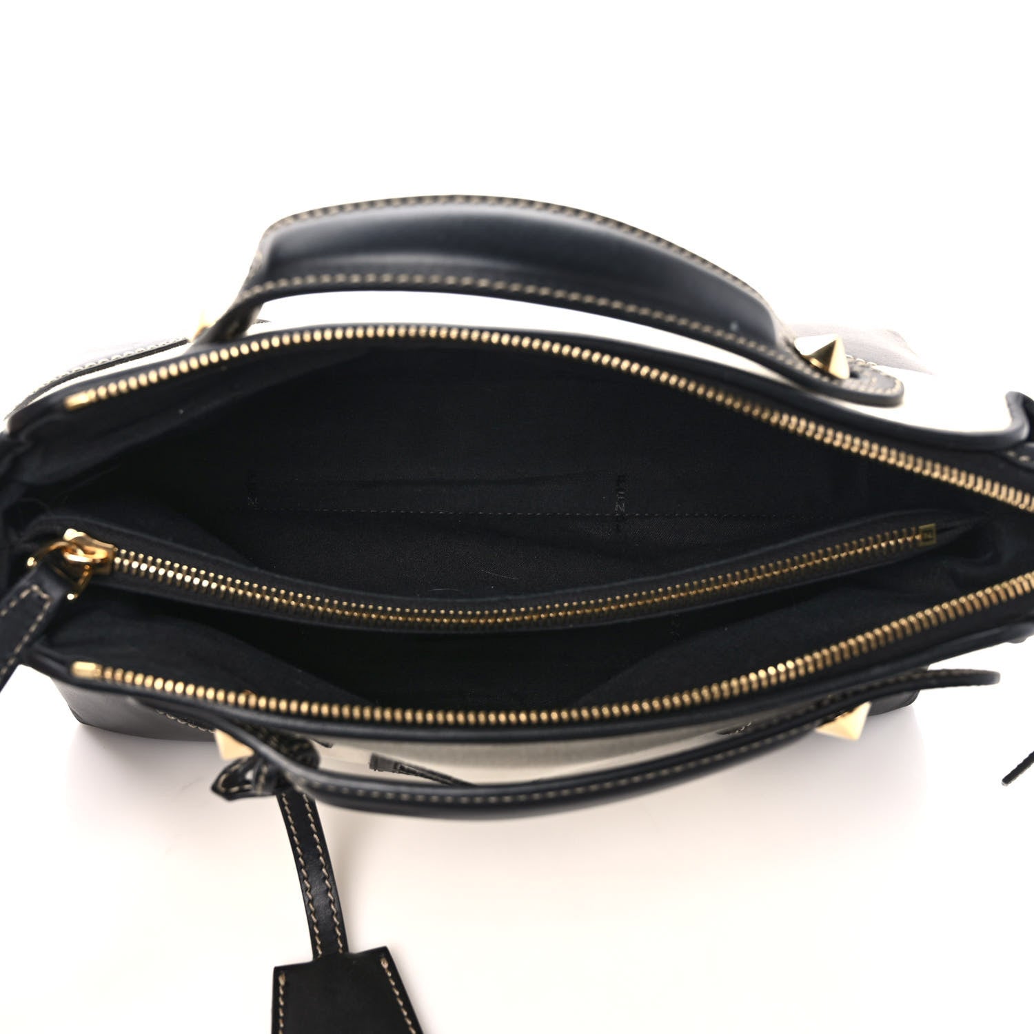 Fendi Canvas Vitello King Logo Embroidered Medium By The Way Boston Bag Grezzo Black 5 of 13