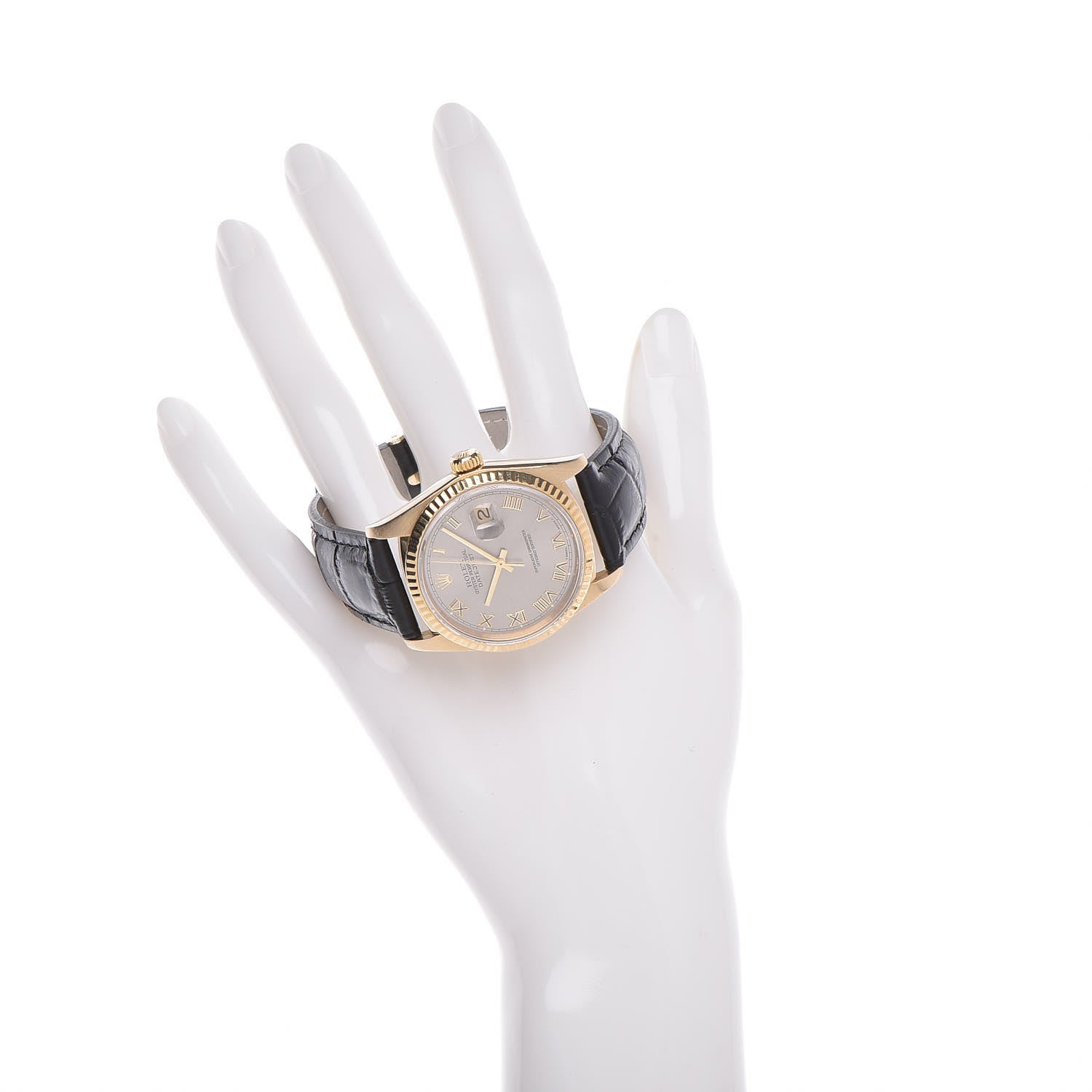 Rolex 18K Yellow Gold Alligator 36mm Oyster Perpetual Datejust Watch Champagne 16018 2 of 8