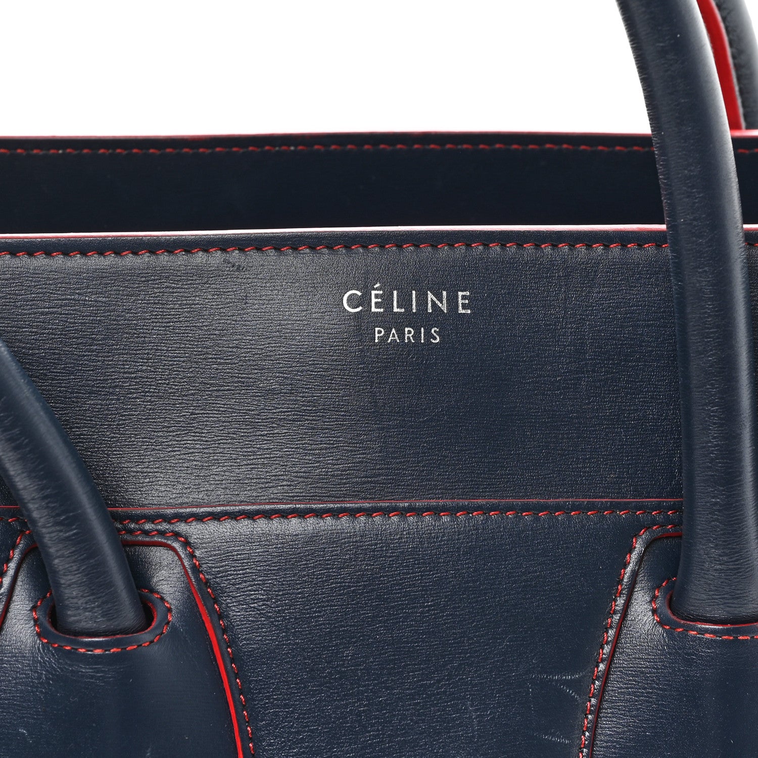 Celine Smooth Calfskin Mini Luggage Navy Red 7 of 9