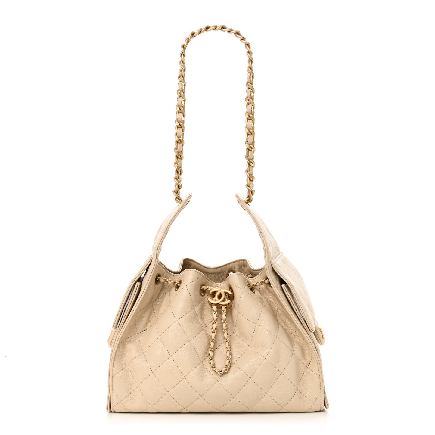 Caviar Quilted Small Chanel 25 Handbag Beige