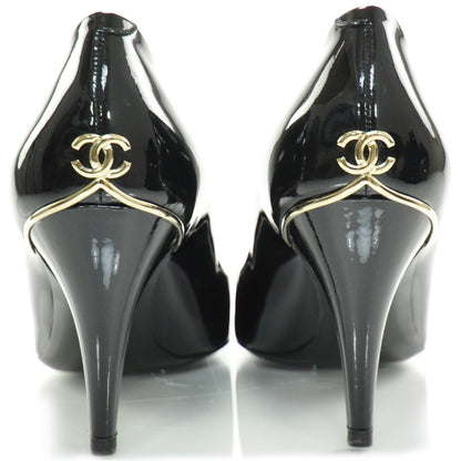 Chanel Patent CC Heels 39.5 Black and Gold 3 of 9