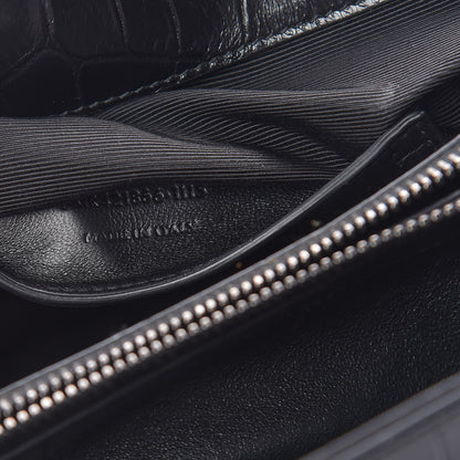 Saint Laurent Calfskin Crocodile Embossed Monogram Large College Satchel Black 7 of 11