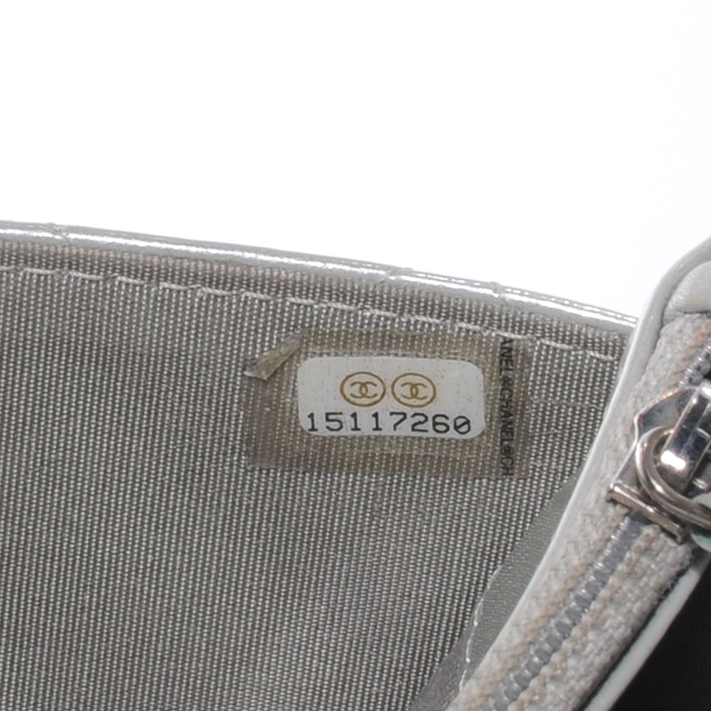 Patent Quilted Brilliant Wallet On Chain WOC Silver