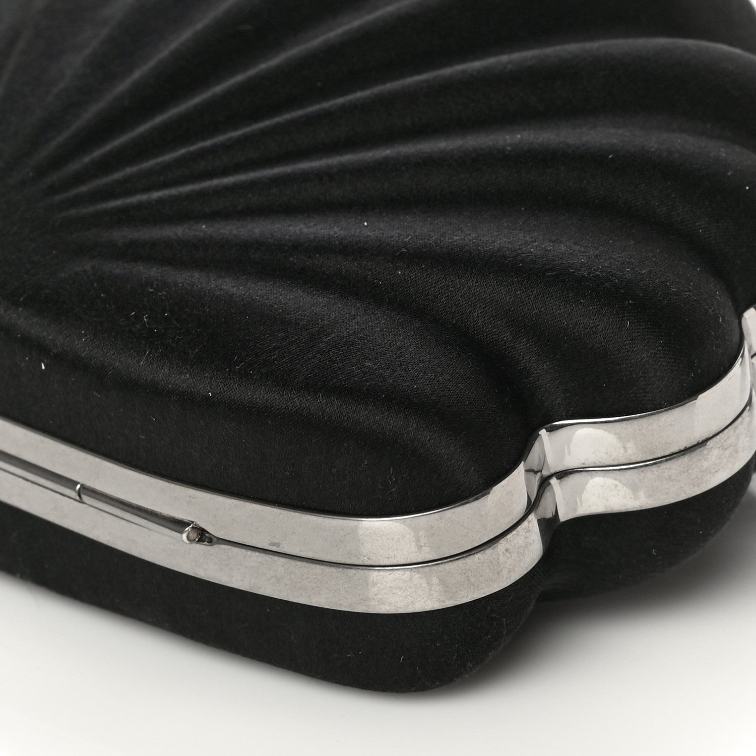 Balenciaga Satin Pearl Shell Clutch Bag Black 8 of 11