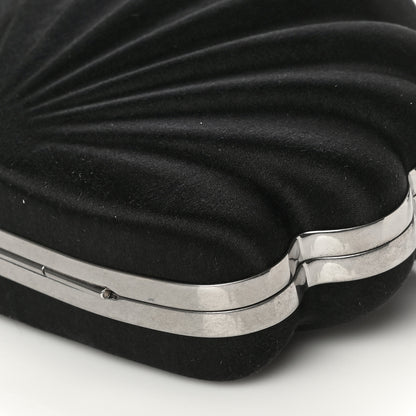 Balenciaga Satin Pearl Shell Clutch Bag Black 8 of 11