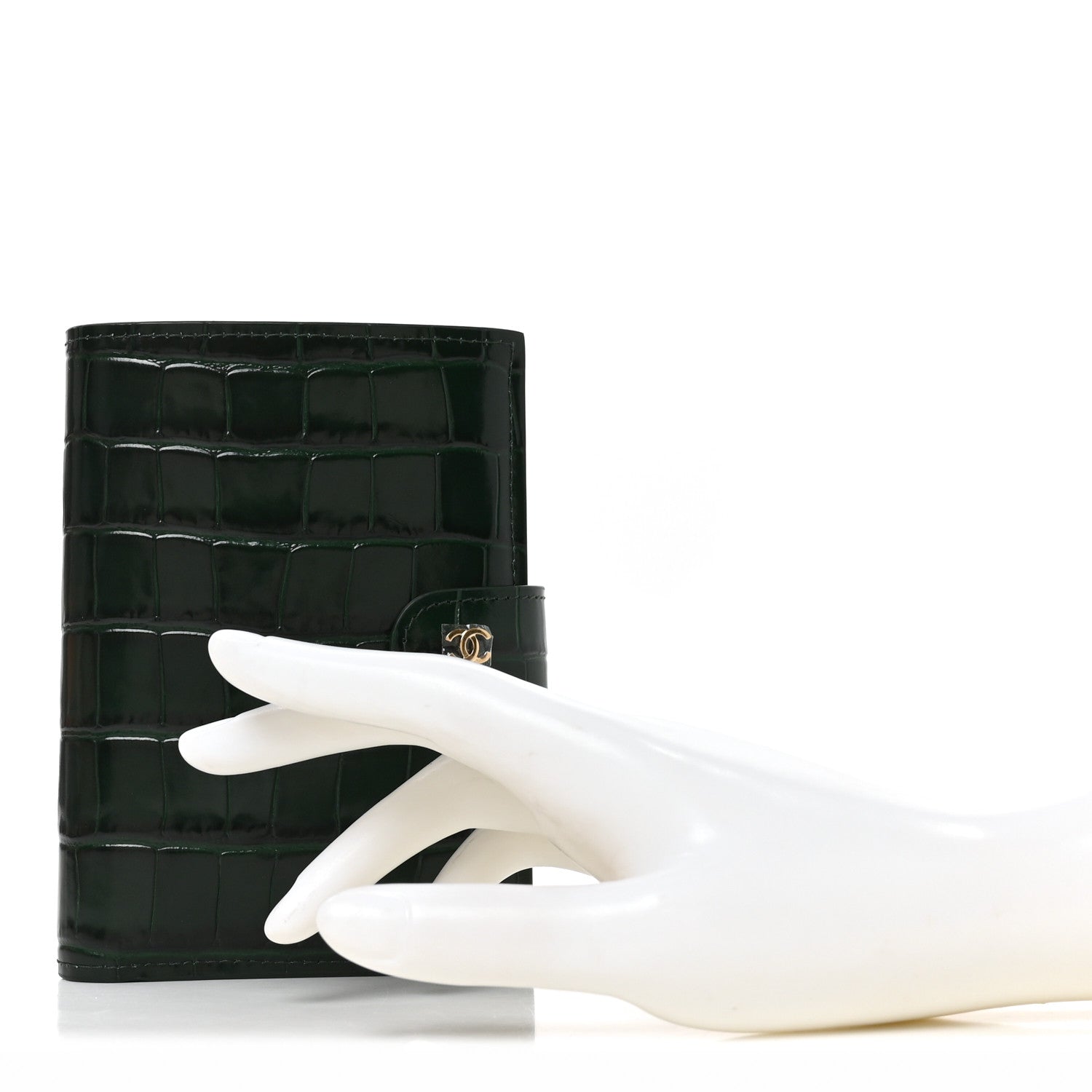 Chanel Calfskin Crocodile Embossed Crococo Passport Holder Emerald 2 of 8