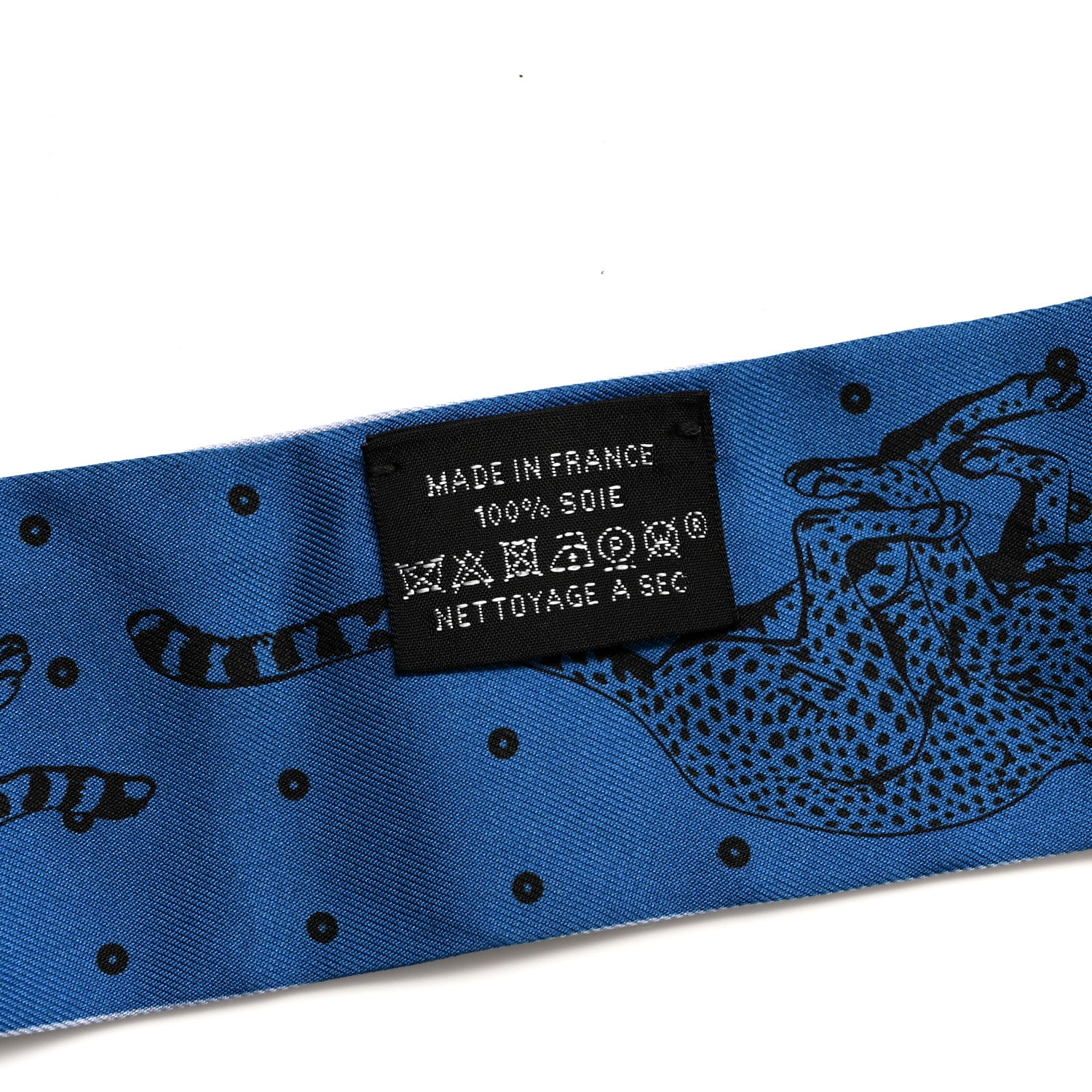 Hermes Silk Guepards Bandana Twilly Bleu Ciel Jaune Vif 3 of 4