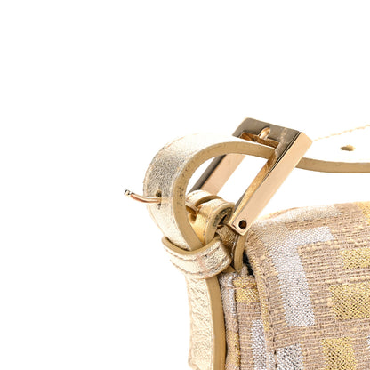 Fendi Metallic Lurex Zucca Baguette Gold Silver 11 of 14
