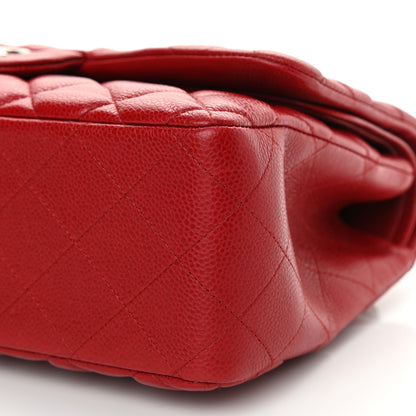 Chanel Caviar Quilted Jumbo Double Flap Red 6 of 9