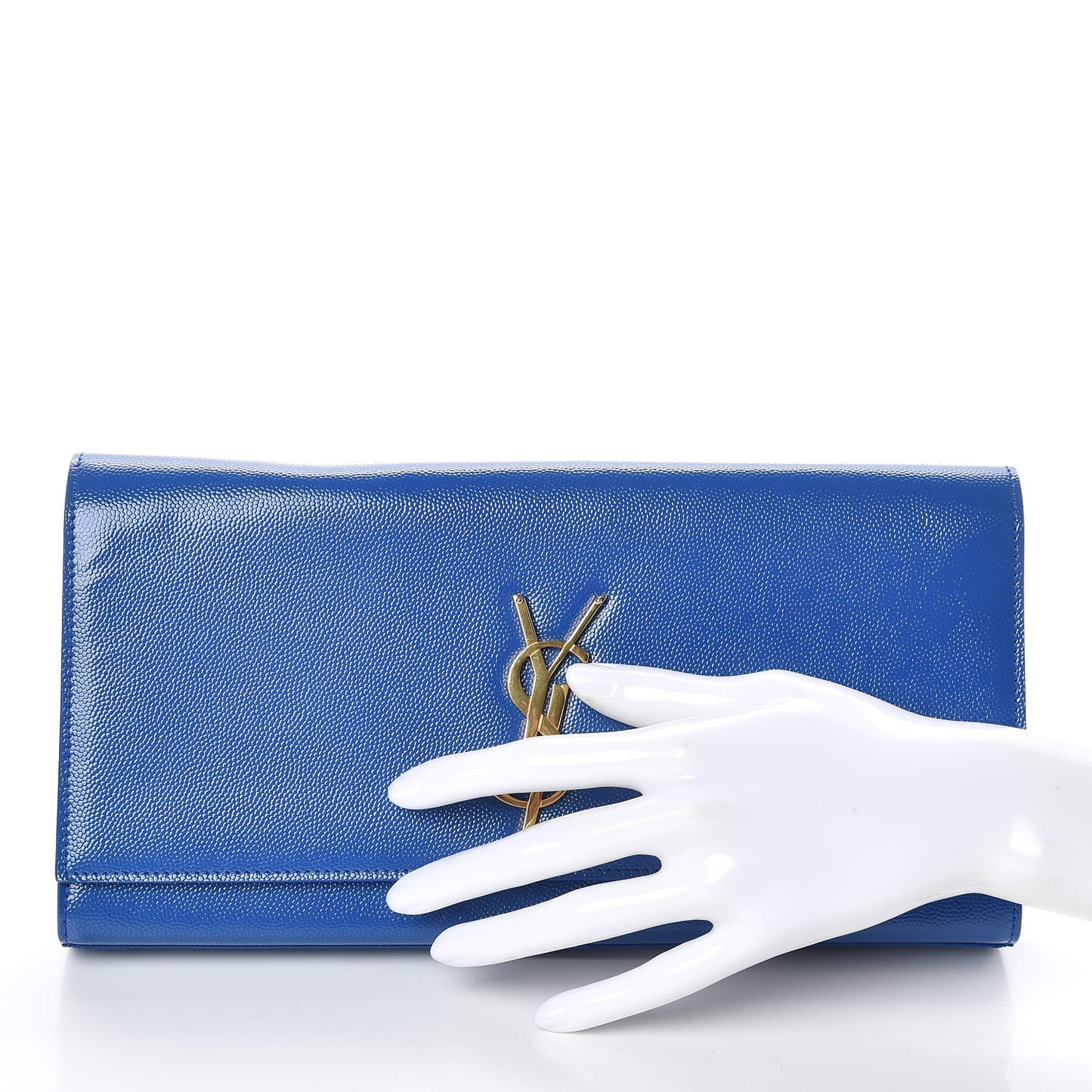 Patent Grain De Poudre Classic Monogram Cassandre Clutch Blue