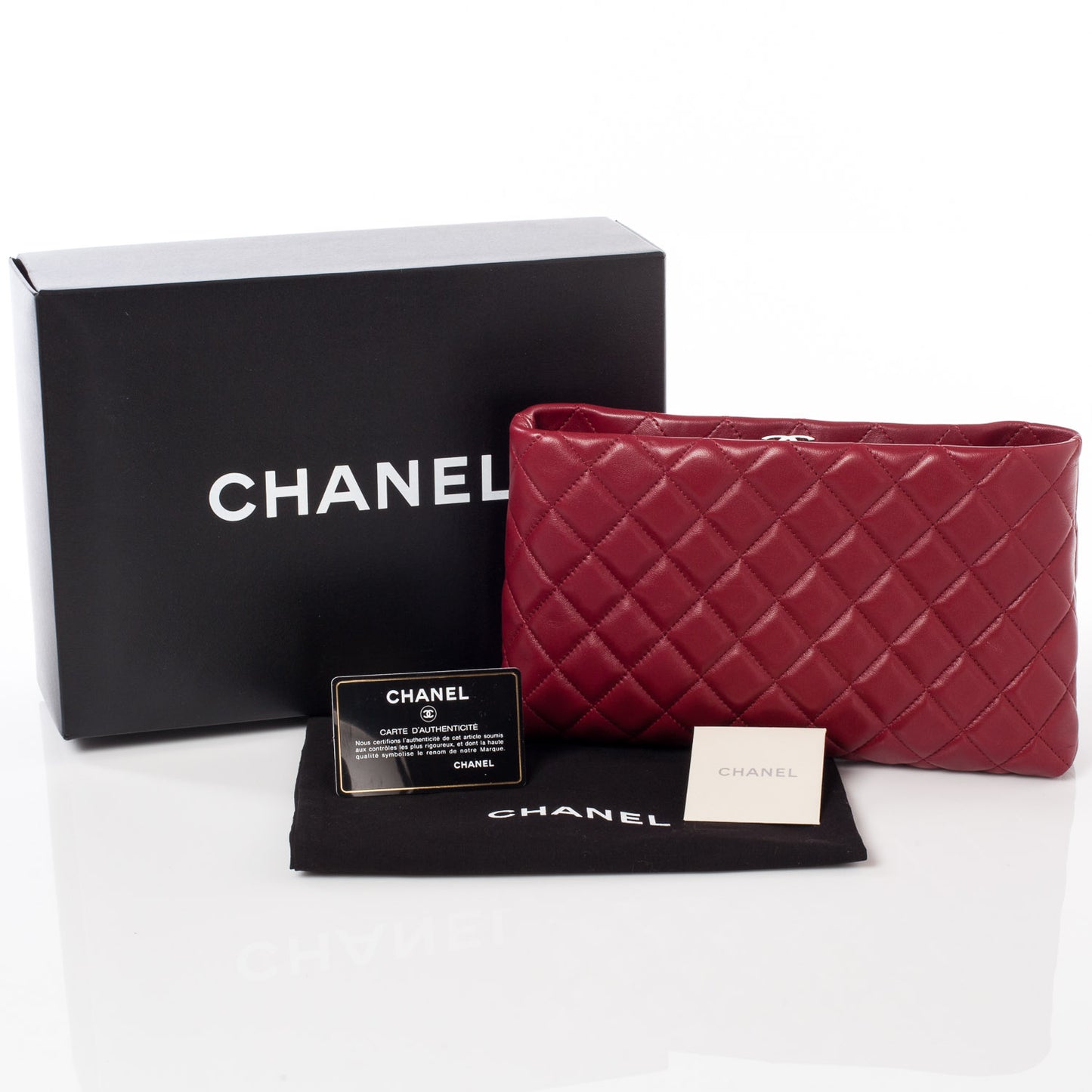Lambskin Quilted Clutch Red