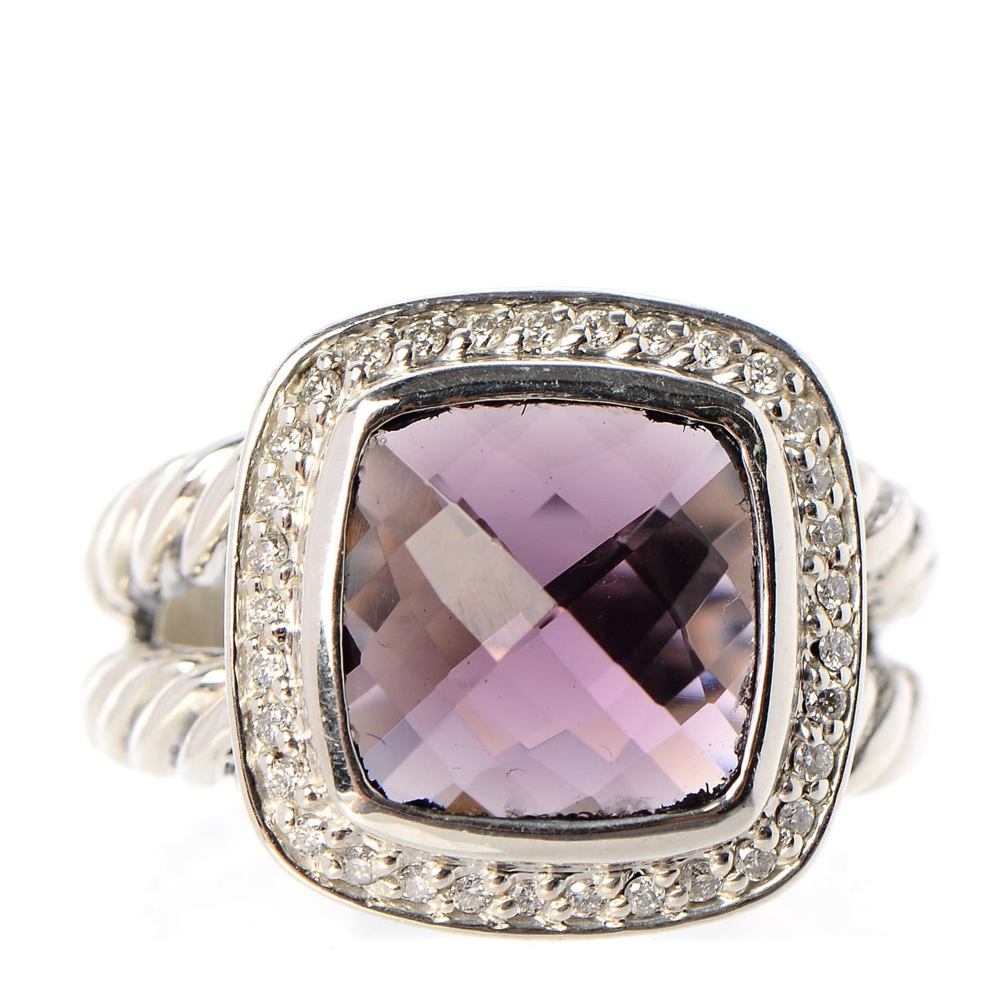 Sterling Silver Diamond Amethyst 11mm Albion Ring 53 6.5
