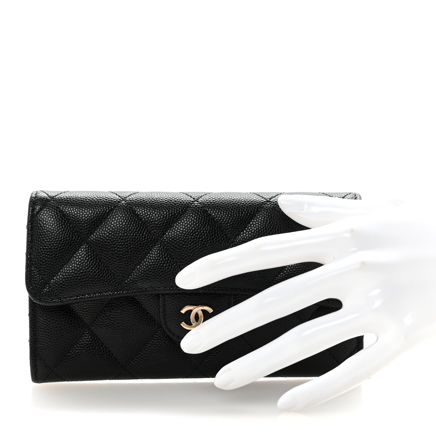 Chanel Caviar Quilted Medium Gusset Flap Wallet Black 2 of 9