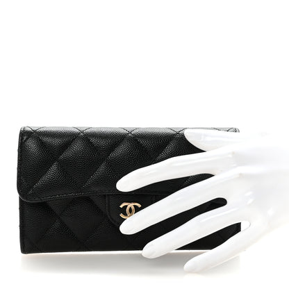 Chanel Caviar Quilted Medium Gusset Flap Wallet Black 2 of 9