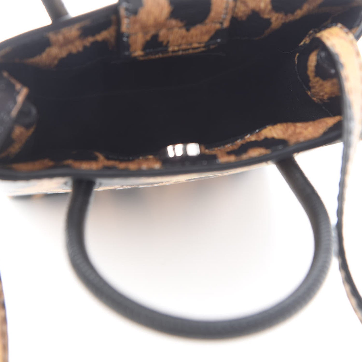 Balenciaga Smooth Calfskin Leopard Print Logo Shopping Phone Holder Bag Beige Black 8 of 8