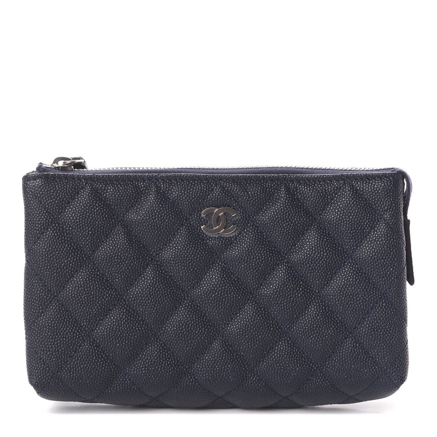 Caviar Quilted Cosmetic Case Navy