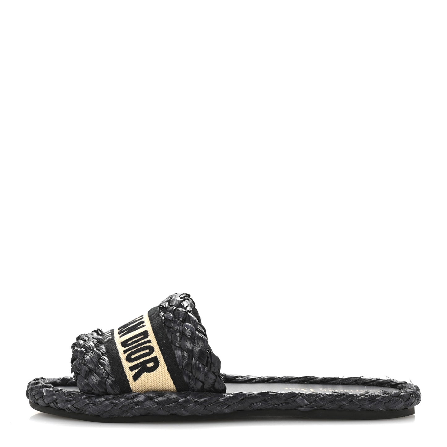 Raffia Embroidered Dway Mules Slide Sandals 37 Black