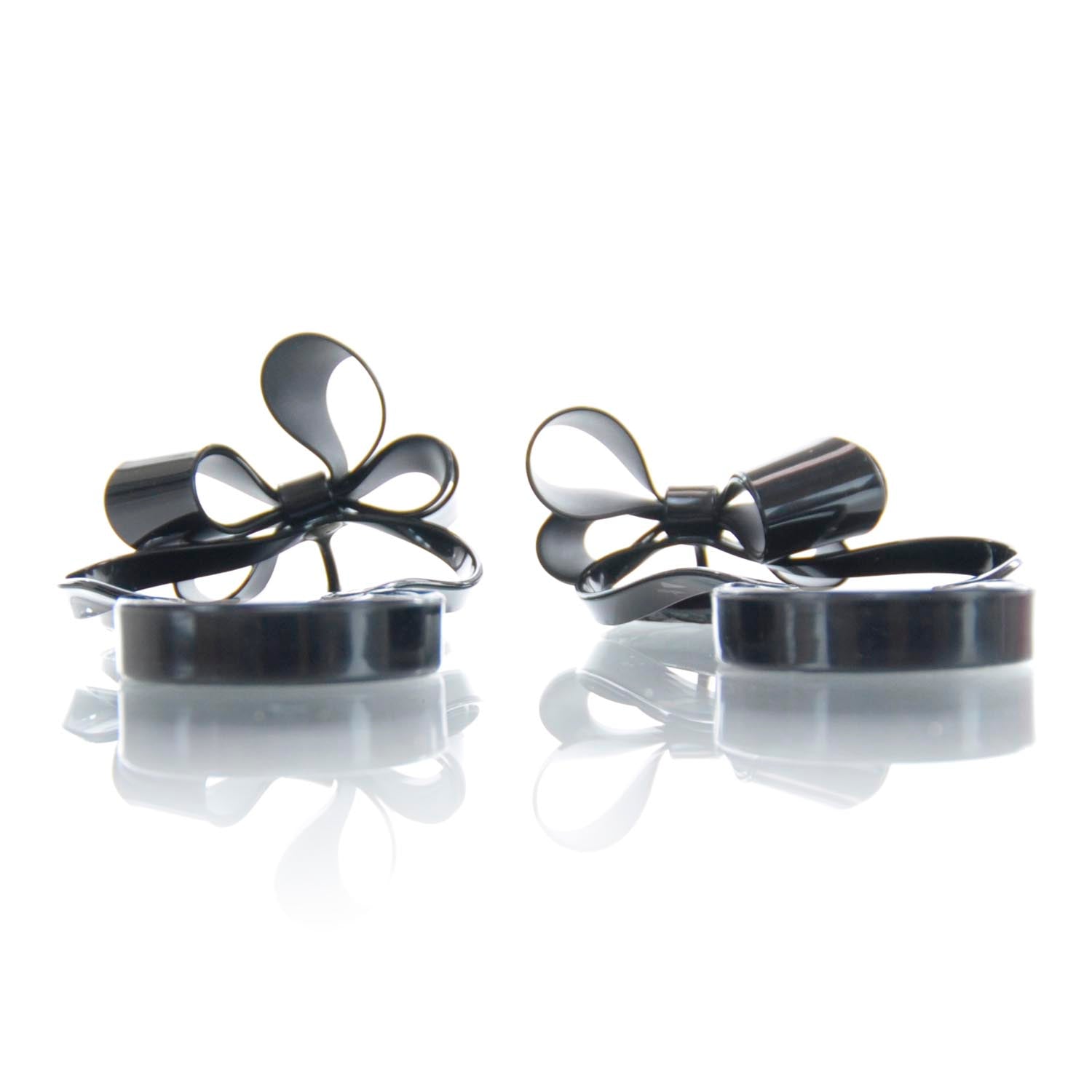 Valentino Garavani PVC Jellow Bow Thong Sandals 38 Black 3 of 7