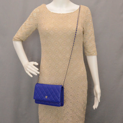 Chanel Lambskin Quilted Wallet On Chain WOC Royal Blue 2 of 10