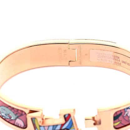 Hermes Enamel Narrow Print Cosmographia Universalis Clic Clac H Bracelet PM Album De Soie 6 of 8