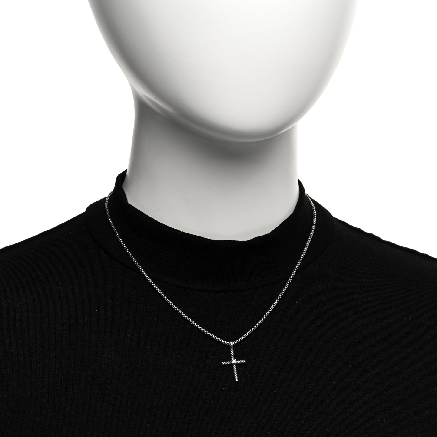 Sterling Silver Diamond Cable Classics Cross Necklace
