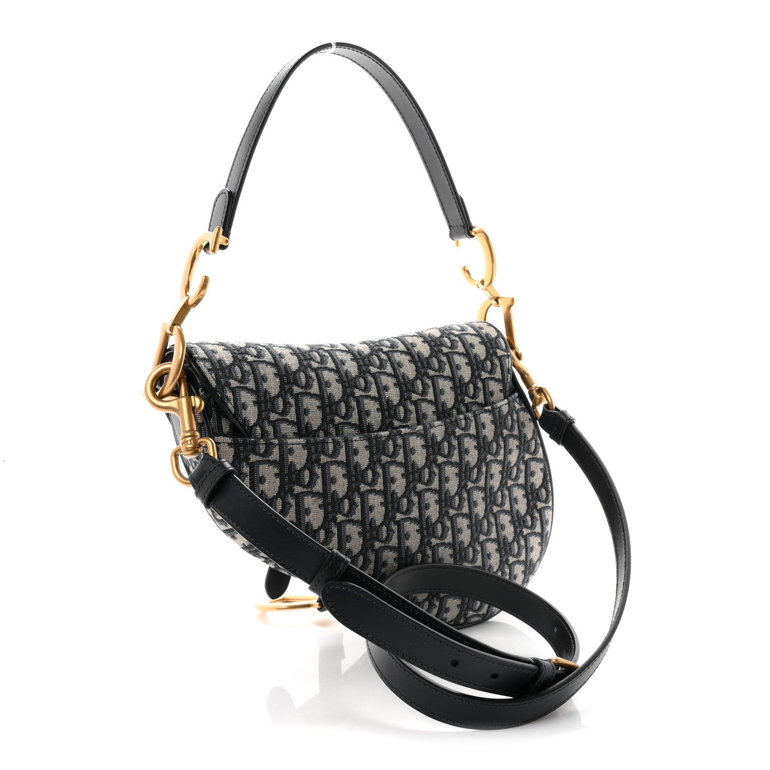 Christian Dior Oblique Saddle Bag With Strap Blue 3 of 10