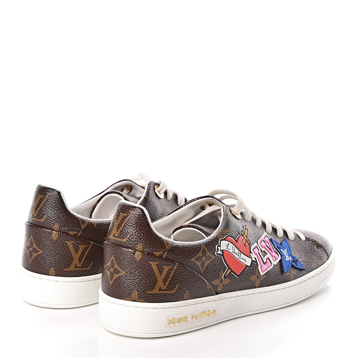 Calfskin Monogram LV Black Heart Sneakers 37.5 Cacao