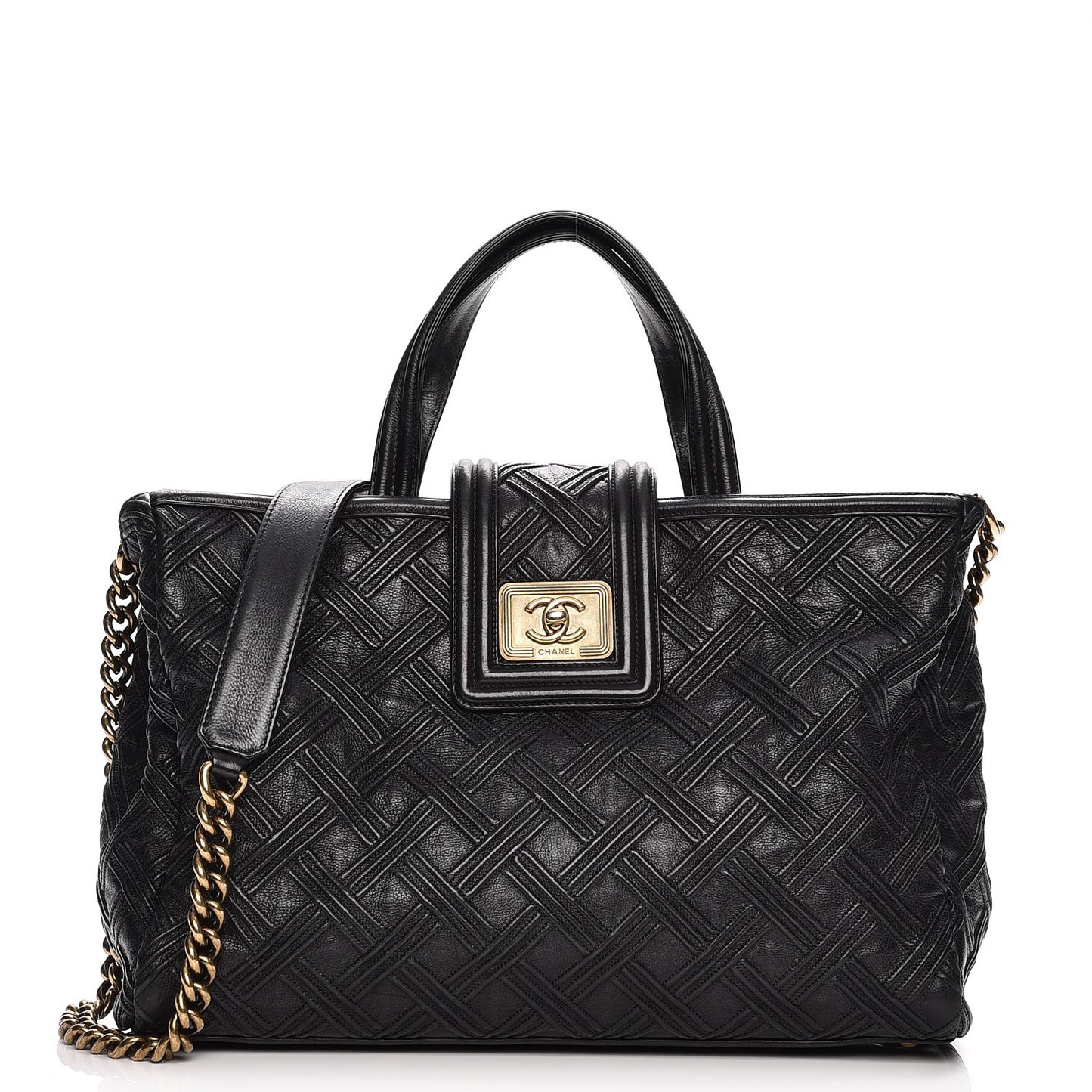 Calfskin Large Retro Girl Shopping Tote Black