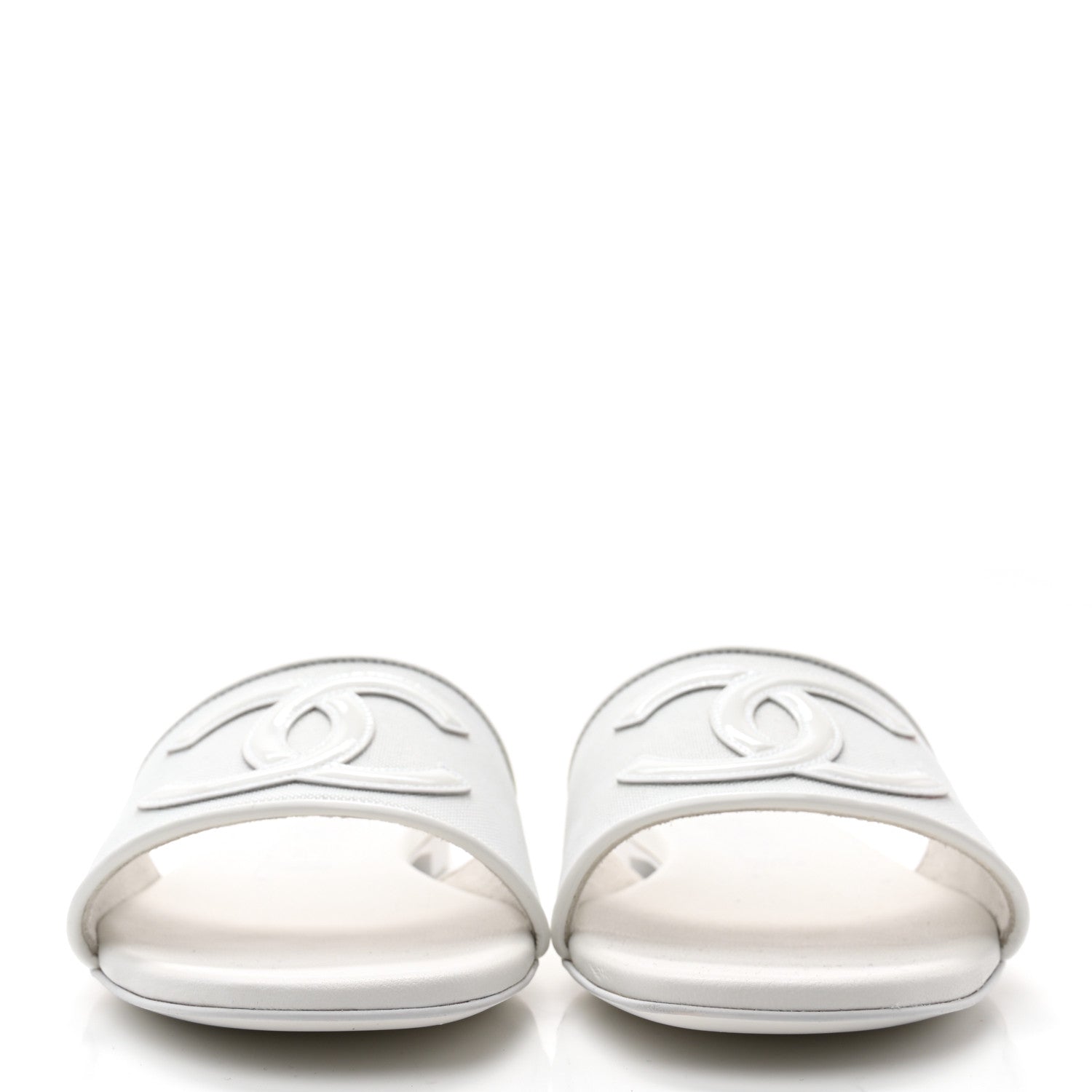 Chanel Mesh Patent Calfskin CC Mules 37 White 2 of 12