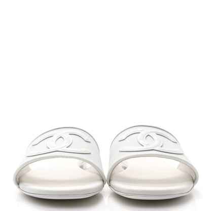 Chanel Mesh Patent Calfskin CC Mules 37 White 2 of 12