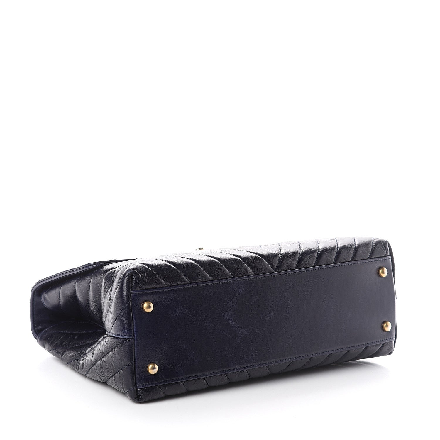 Chanel Calfskin Chevron Quilted Medium Coco Handle Flap Blue 3 of 10