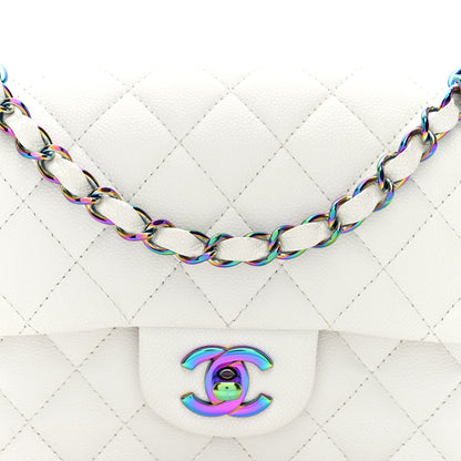 Chanel Caviar Quilted Rainbow CC Small Double Flap White 8 of 10