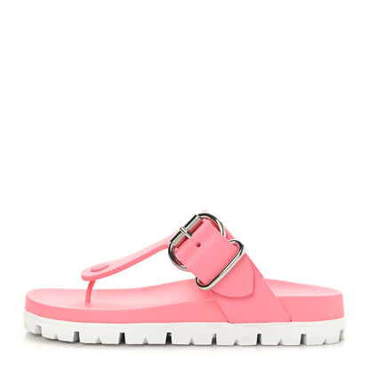 Prada EVA Rubber Buckled Lug Sole 20mm Thong Sandals 36 Begonia 1 of 7
