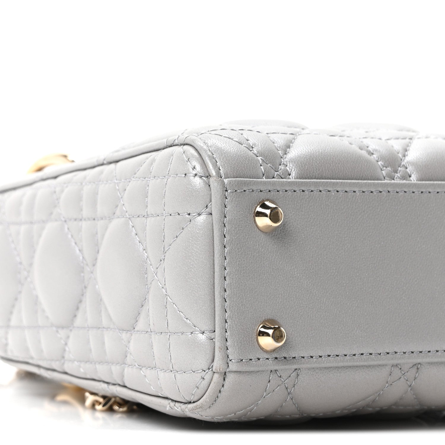 Christian Dior Metallic Lambskin Cannage Mini Lady Dior Grey 17 of 19