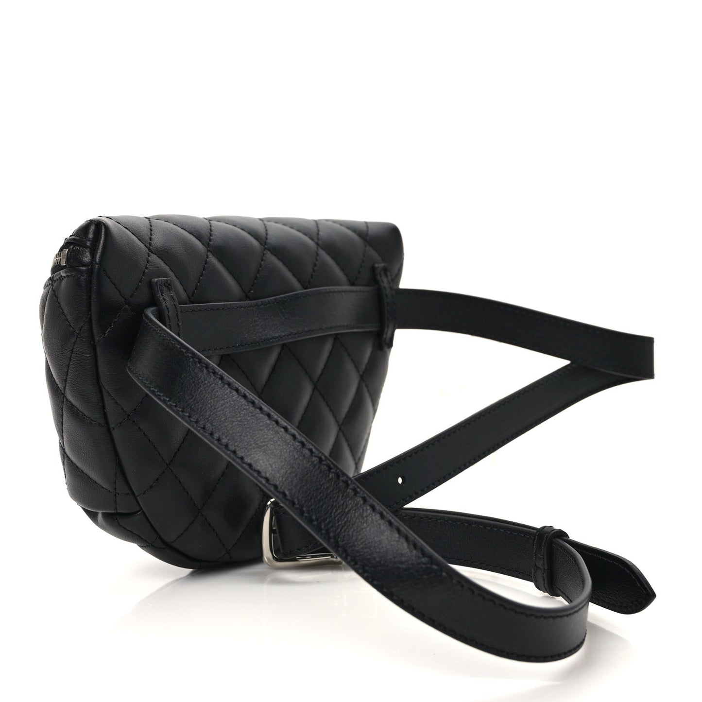 Calfskin Quilted Waist Belt Bag Black