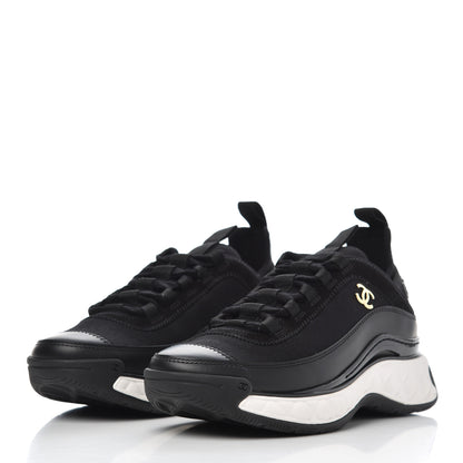 Chanel Velvet Calfskin Mixed Fibers CC Sneakers 35 Black 3 of 11