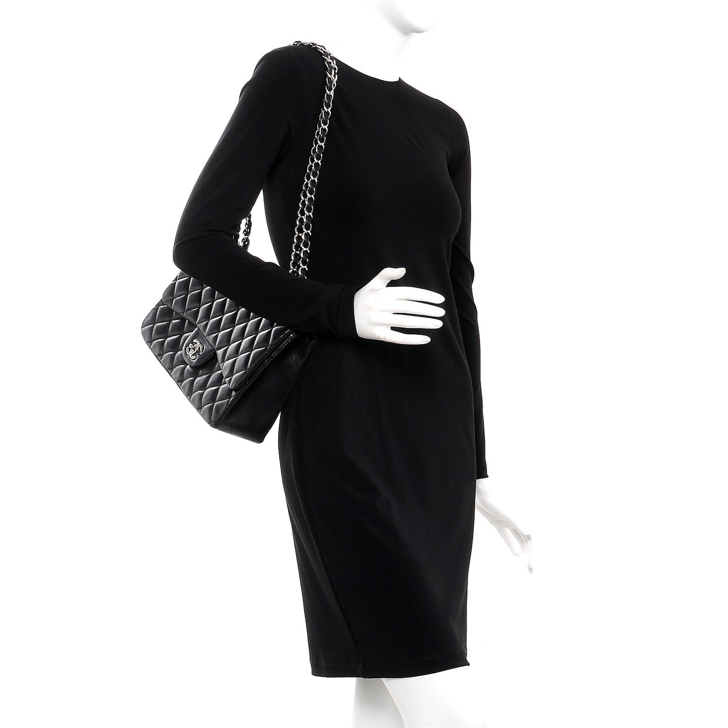 Lambskin Quilted Jumbo Single Flap Black