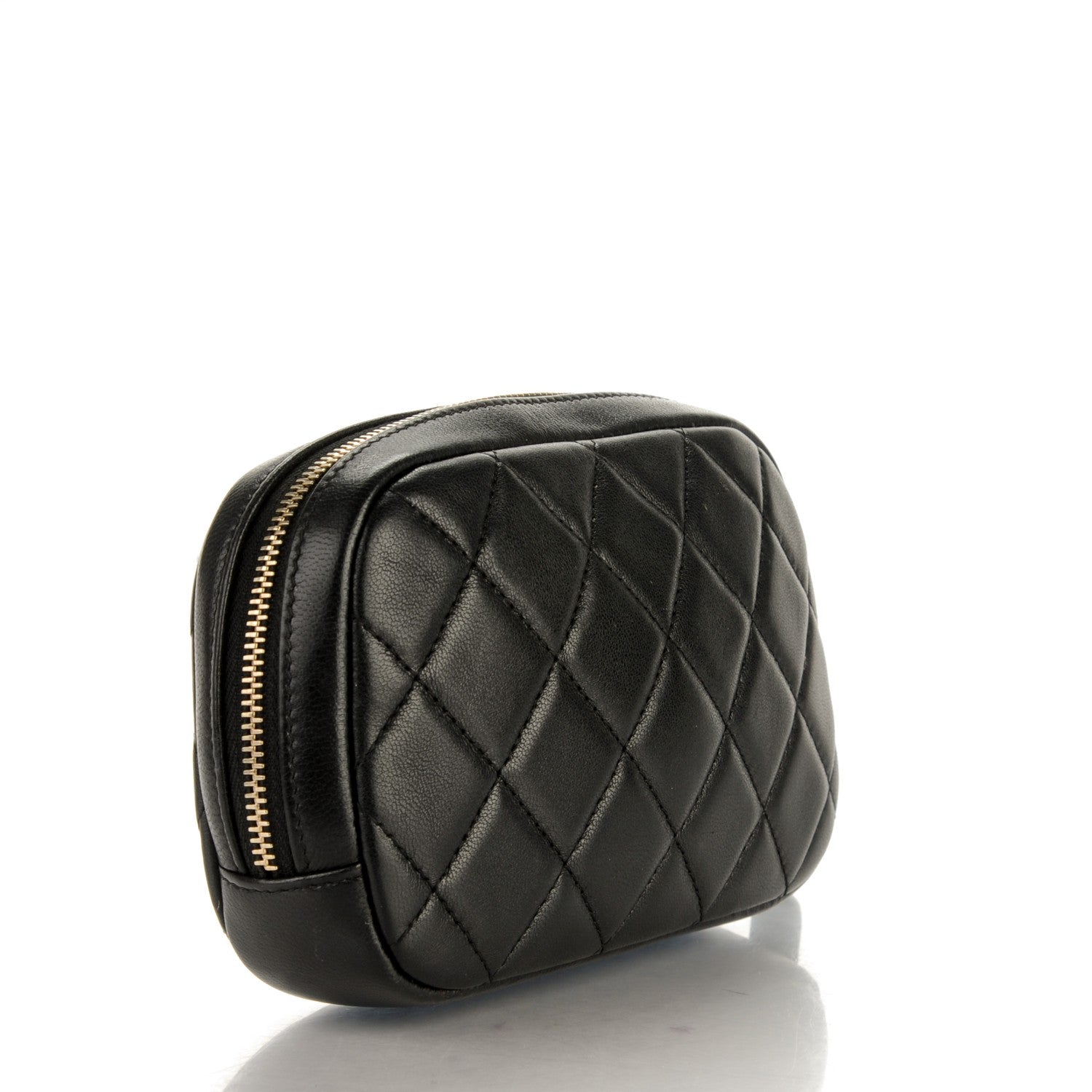 Chanel Lambskin Quilted Small Curvy Pouch Cosmetic Case Black 3 of 7