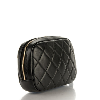 Chanel Lambskin Quilted Small Curvy Pouch Cosmetic Case Black 3 of 7