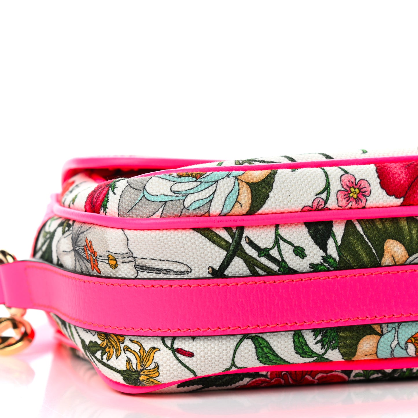 Canvas Flora Floral Shoulder Bag White Fuchsia Fluo