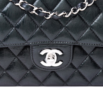 Chanel Iridescent Crumpled Calfskin Quilted Medium Double Flap Black 8 of 11