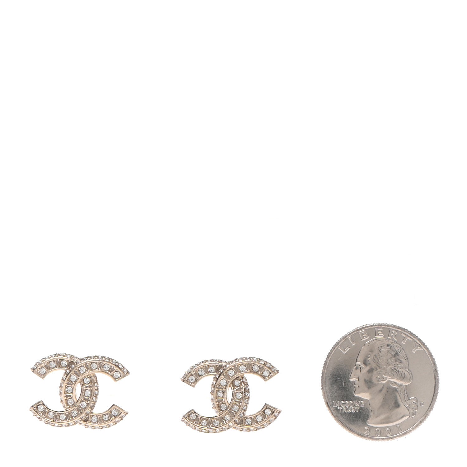 Chanel Crystal CC Earrings Gold 2 of 4
